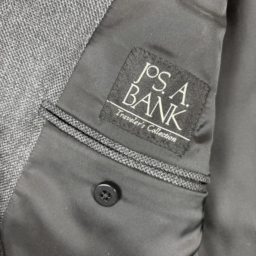 Jos. A. Bank Travelers‎ Collection Wool Sport Jacket Blazer 43R Dark Herringbone